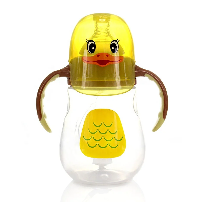 Baby feeder bottle color changing baby bottle with handle and straw