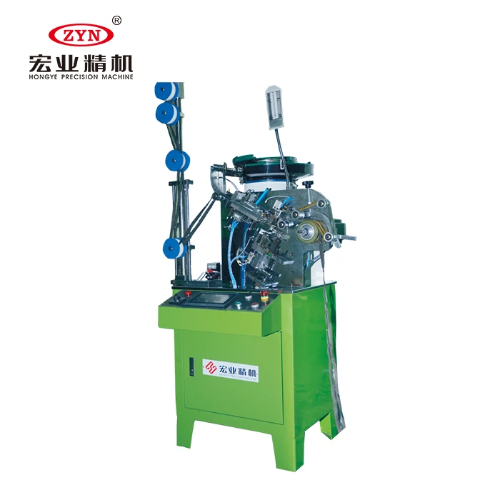 High quality zhejiang hongye slider metal mouthing assembly manual insert munting hy133n machain making zipper machine