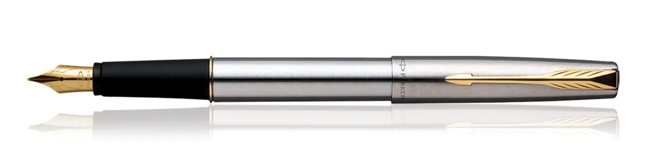 Перьевая ручка Parker frontier перьевая из нержавеющей стали с золотым тонким наконечником