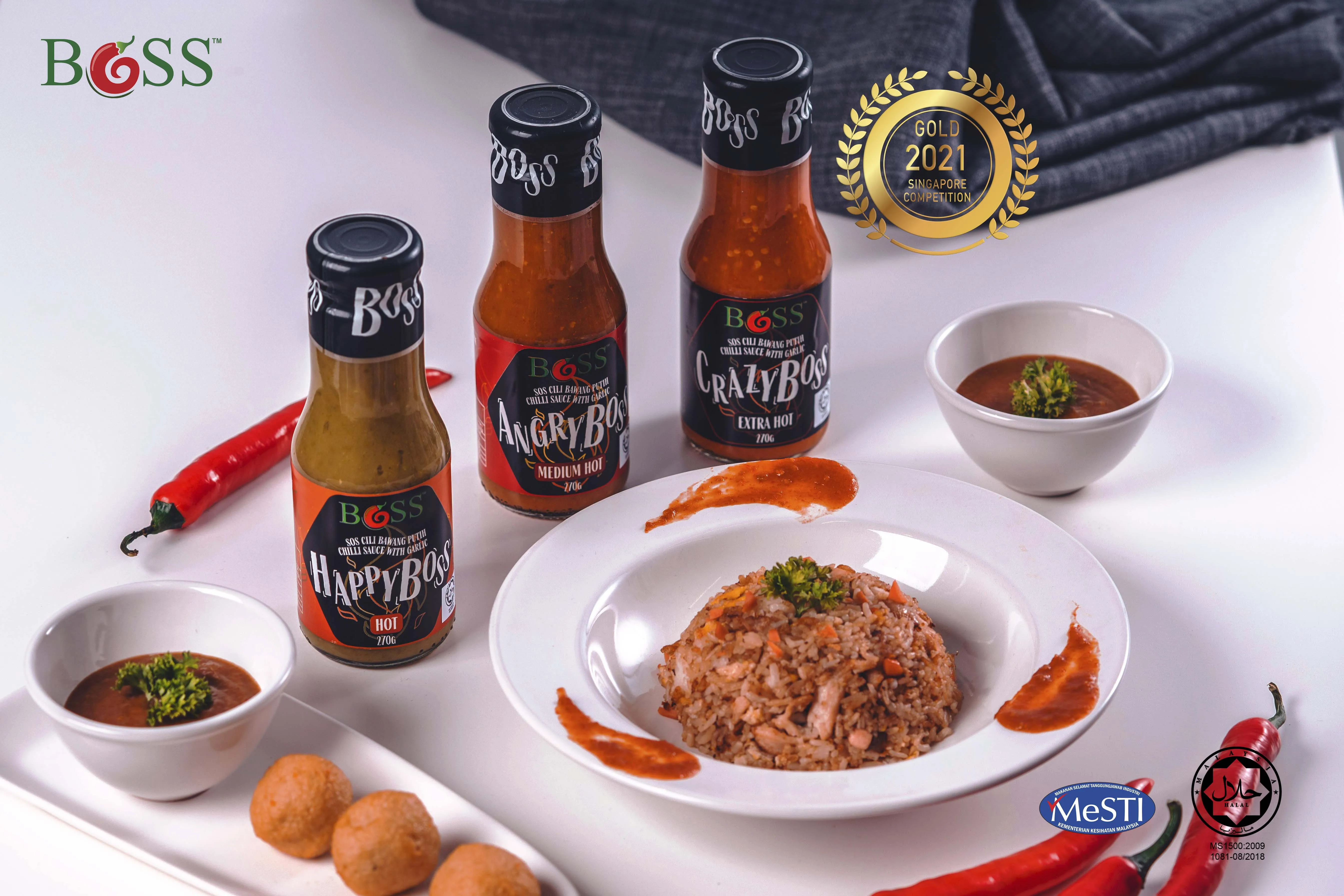 Award Sauce OEM Extra Spicy & Extra Hot Chili Sauce Local Best Chili Brands Gold Bottle Packaging 3 Star from MY;14 0.27 Kg