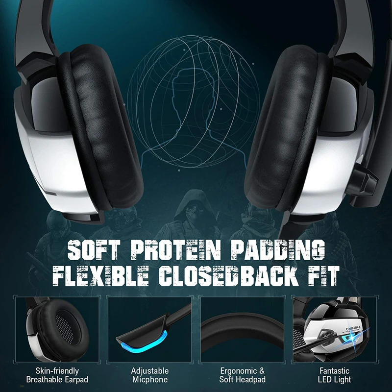 
Free Sample Onikuma PC Gaming Earphones Headphones VR Headsets Gaming Headset 7.1 PS4 Headphone With Mic 
