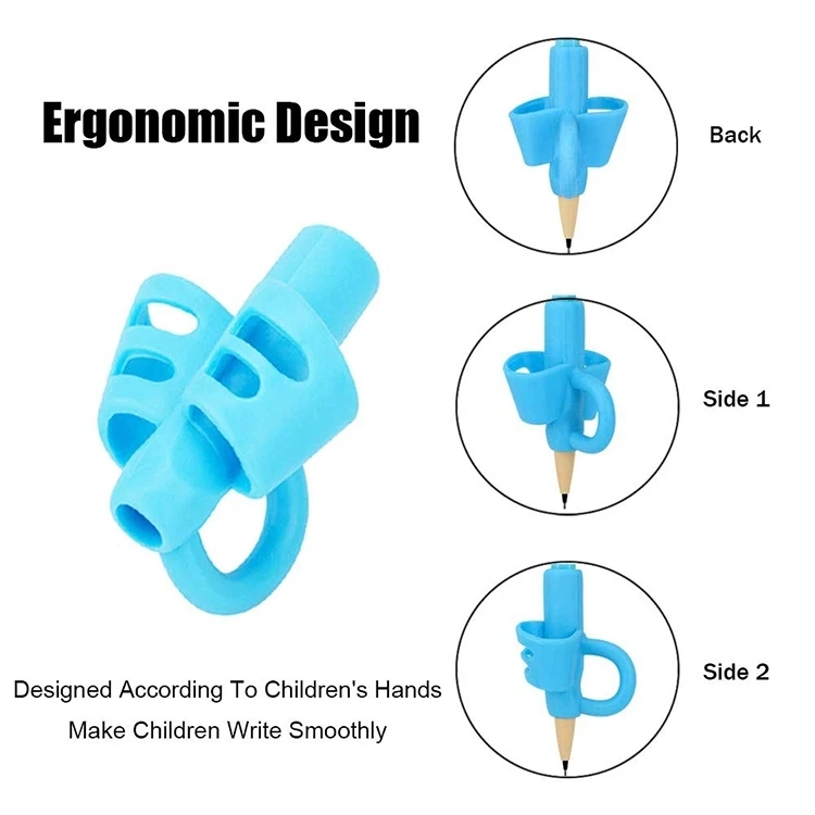 Assorted Color Silicone Pencil Grips for Children Pink Purple Green Red Orange Blue Set Dark Lead Pen Pcs Writing Tool