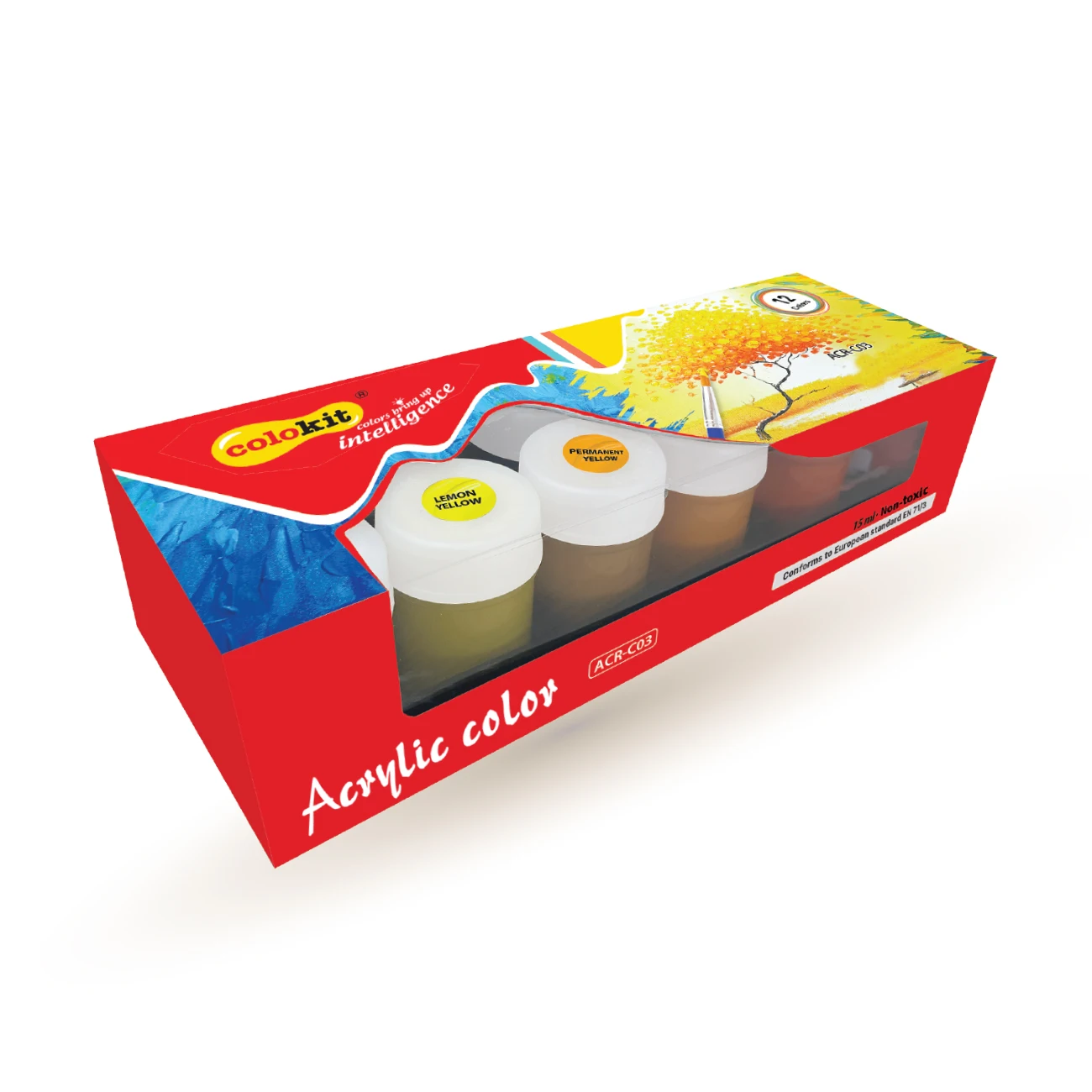 12 видов цветов акриловые акварель комплект ACR-C03 в пластичный поднос масляный разбавитель из Вьетнама