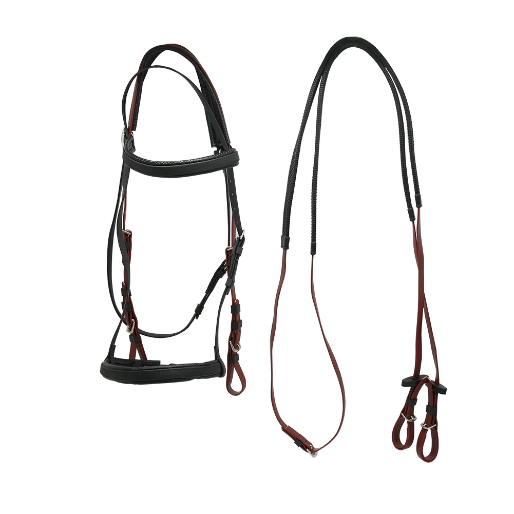 Adjustable Black PP Webbing Horse Bridle And Reins Racing Halter Endurance Saddle Horse Bridle Halter Rein