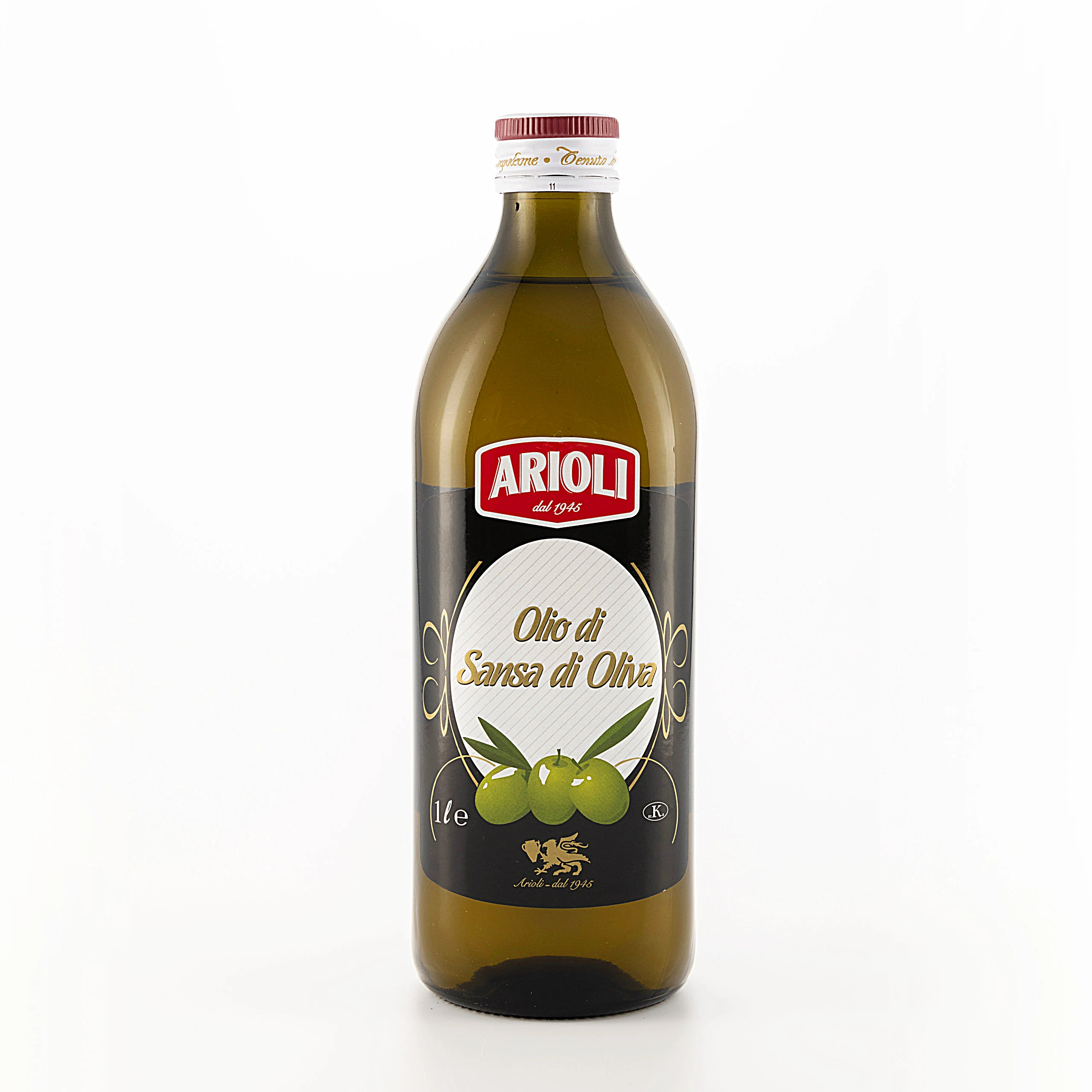 Cheap price for Good commercial Quality Olive Pomace Oil IL SUCCOLIVA ARIOLI 1Lt. standard glass bott. for supermarkets shelves