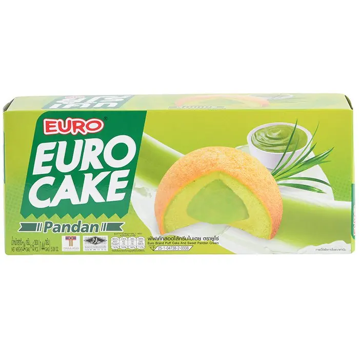 Оптовая продажа, Европейский заварной пирог Pandan со вкусом пафы, Высококачественная тайская оригинальная закуска 24 г. Для экспорта 100%