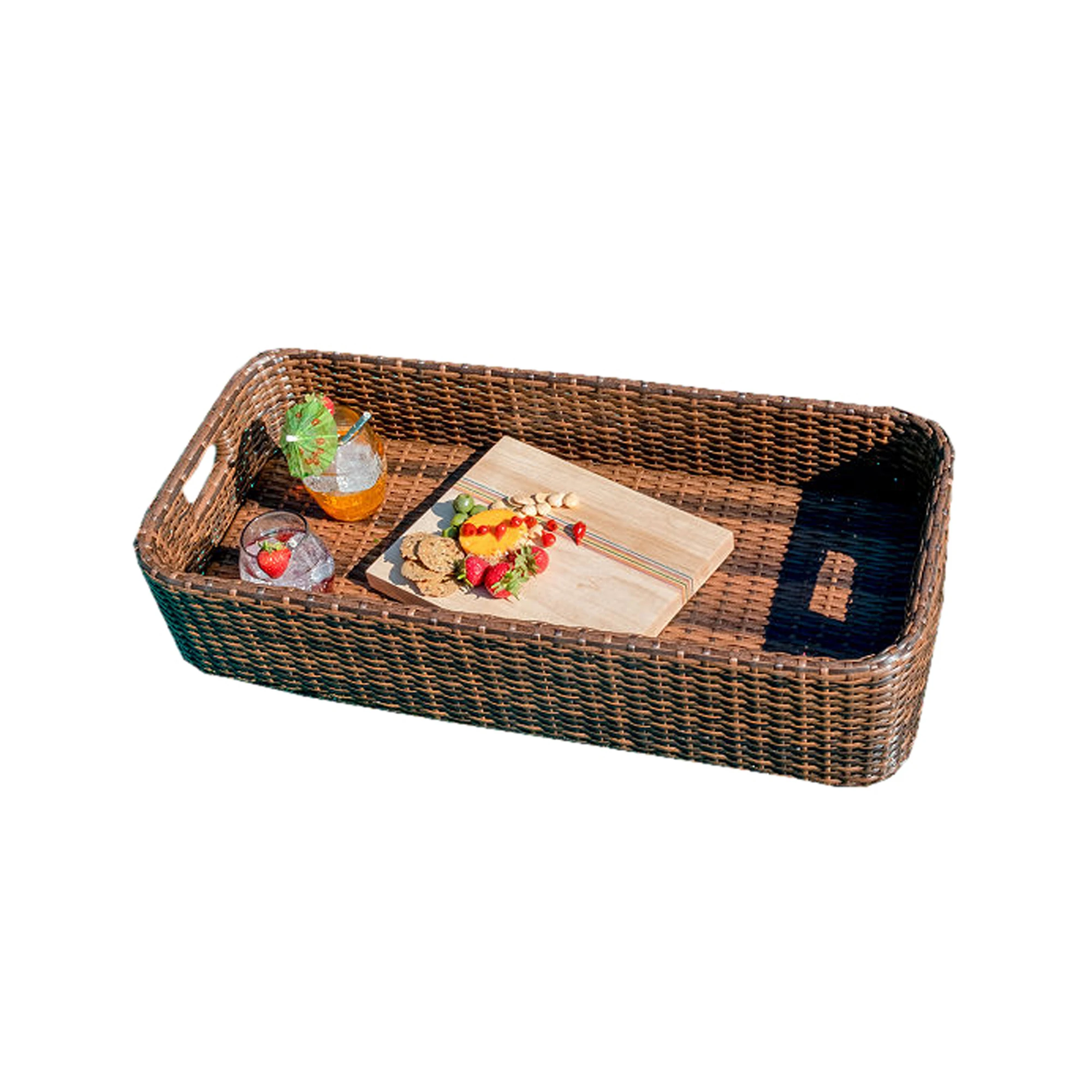 new arrival round rattan serving trays luxury breakfast trays with handles modern floating serving trays