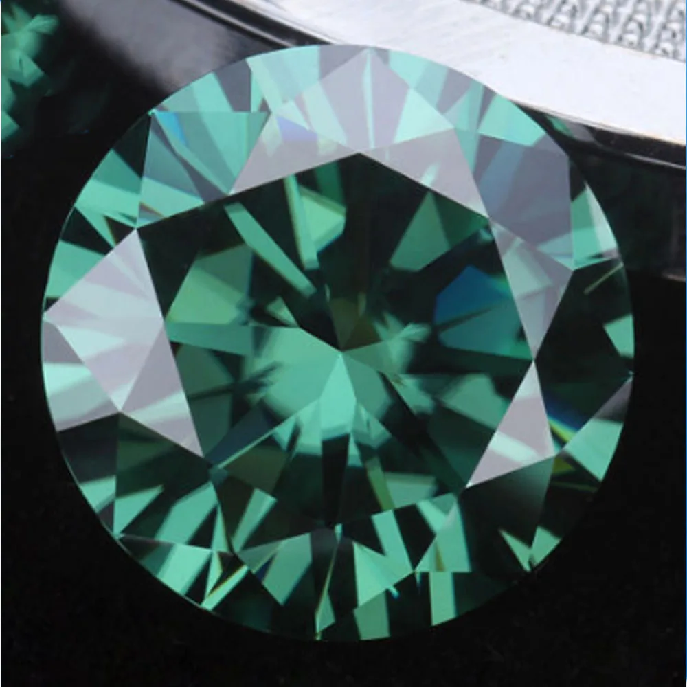 Dark Green Moissanite Diamond with VVS1 Clarity Certified Round Shape Moissanite for Jewelry Making 1ct Loose Moissanite Diamond