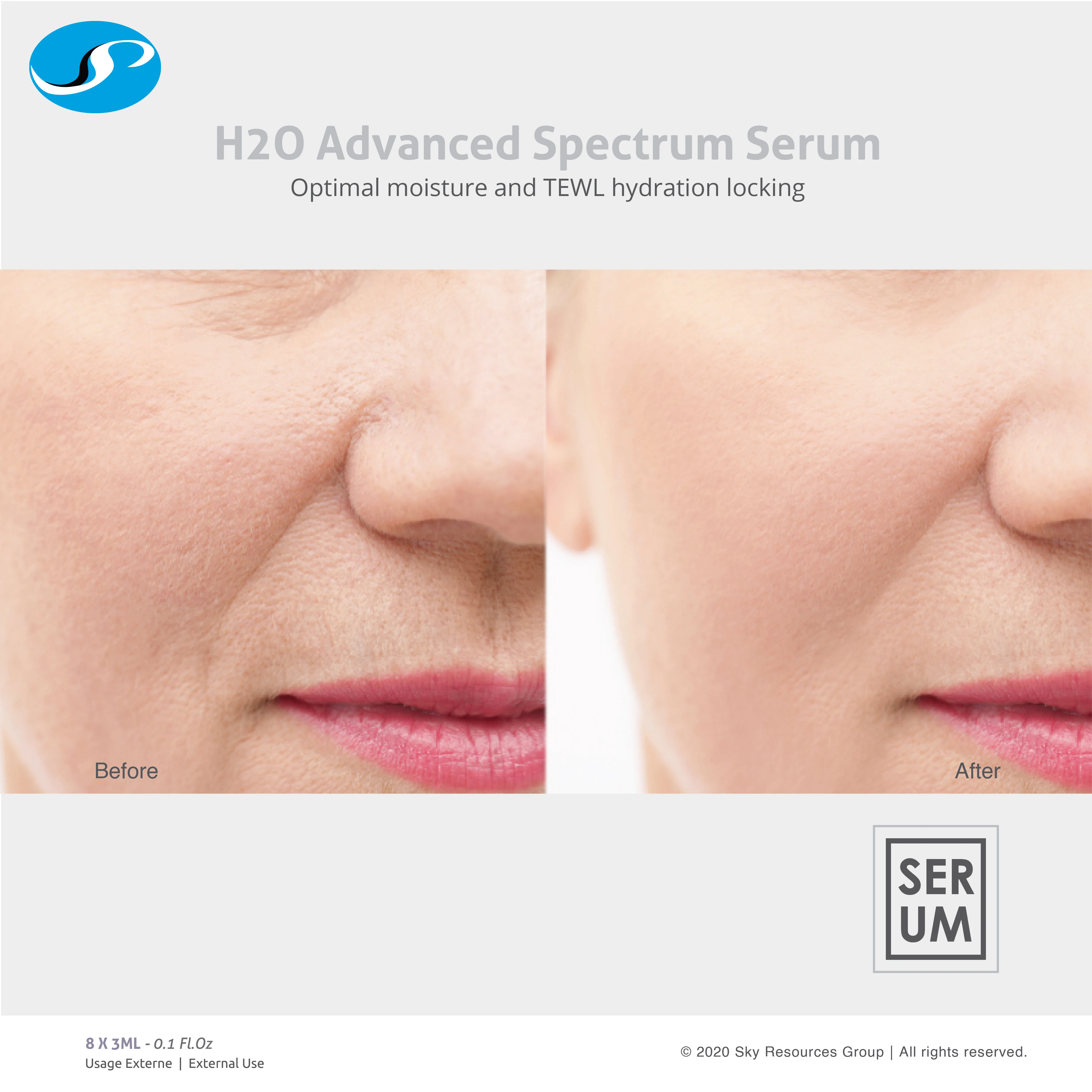 Advanced Hydrating Contain Sodium Hyaluronate Betaine ECOCERT face serum ampoule with TEWL Water-locking Power to cure dry skin