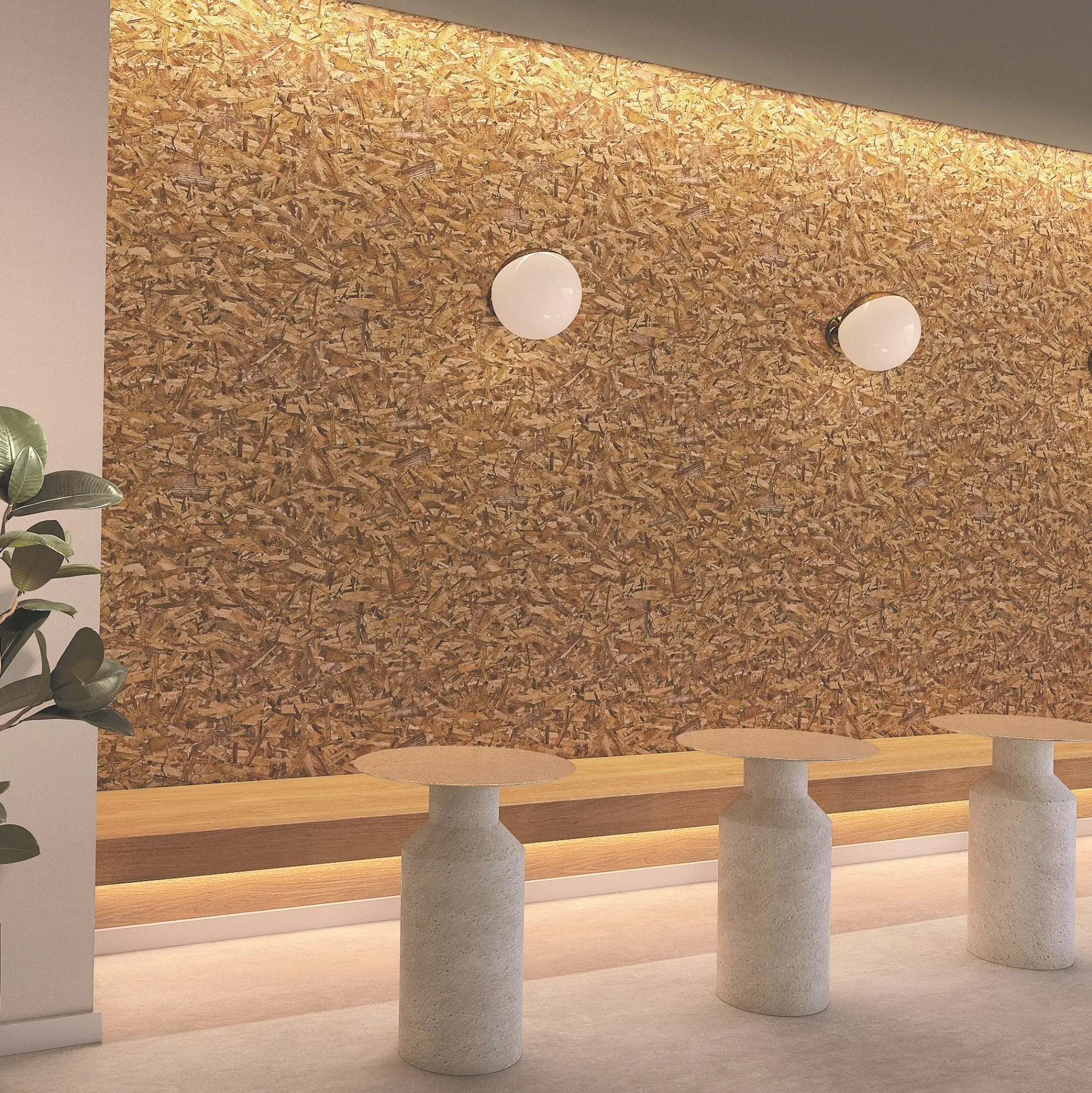 It is a stylish wallpaper made in Japan with a cork pattern that is ideal for hotel lobbies.