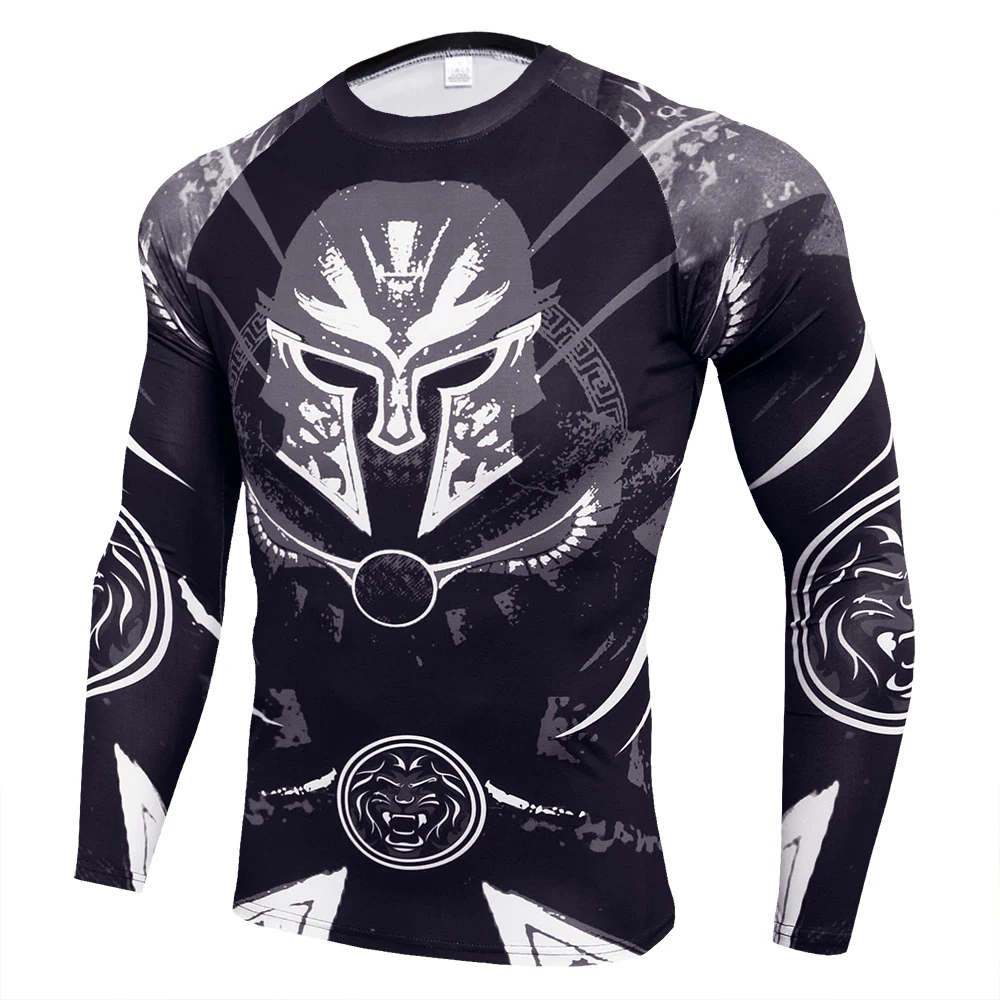 Printed Gym Workout Men Rash Guard Custom Brand O Neck Long Sleeve T Shirt