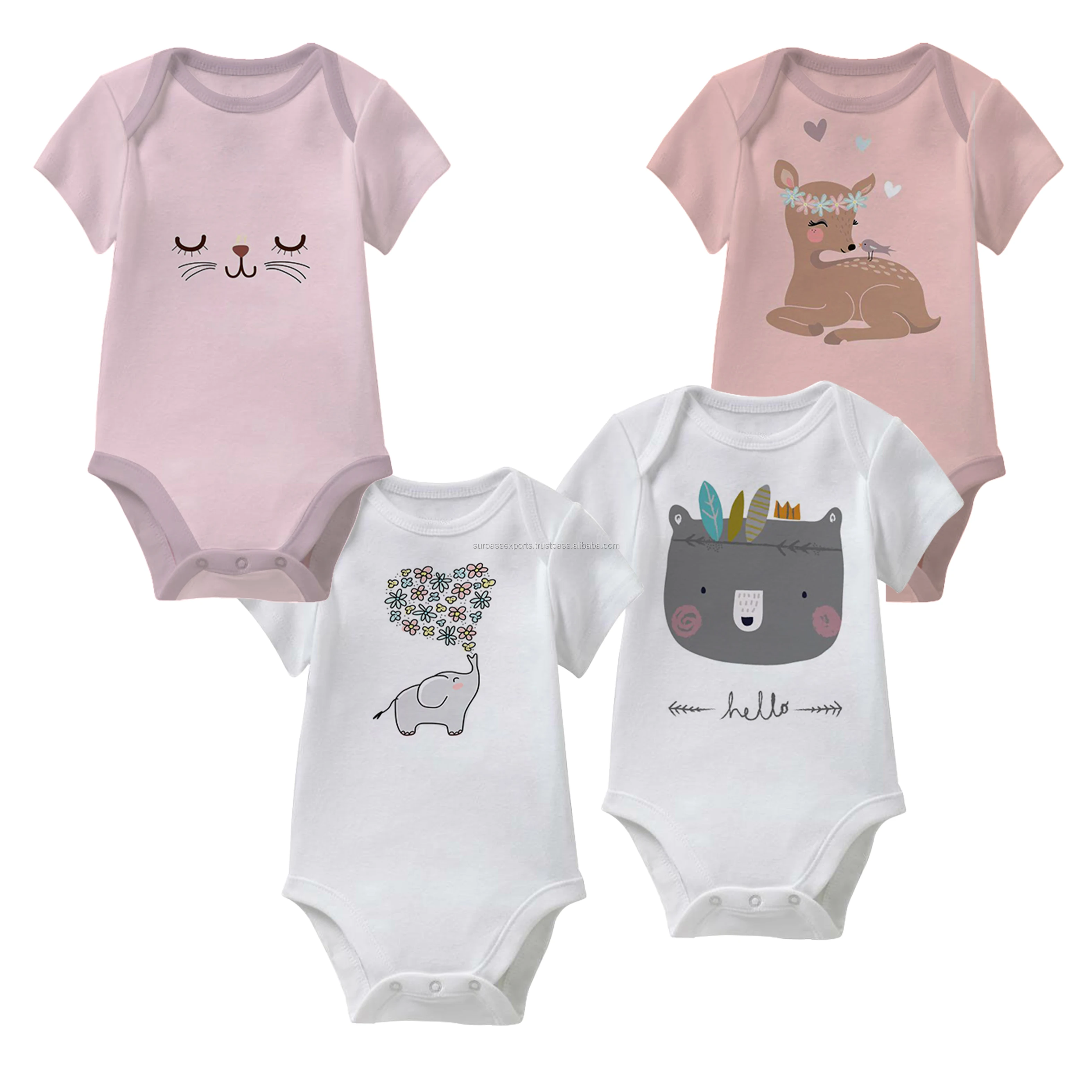 New Arrival Organic Cotton Unique Design Custom Print Baby Romper Baby Clothing Girls Baby Romper for Exor