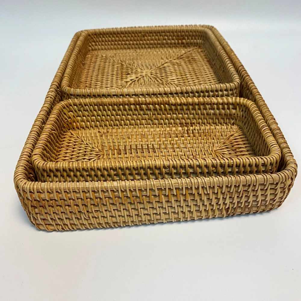 Wholesale Rattan Trays Set Eco-friendly Jewellery Tray Sustainable Rattan Storage Tray Wicker Home Organizer Made in Vietnam