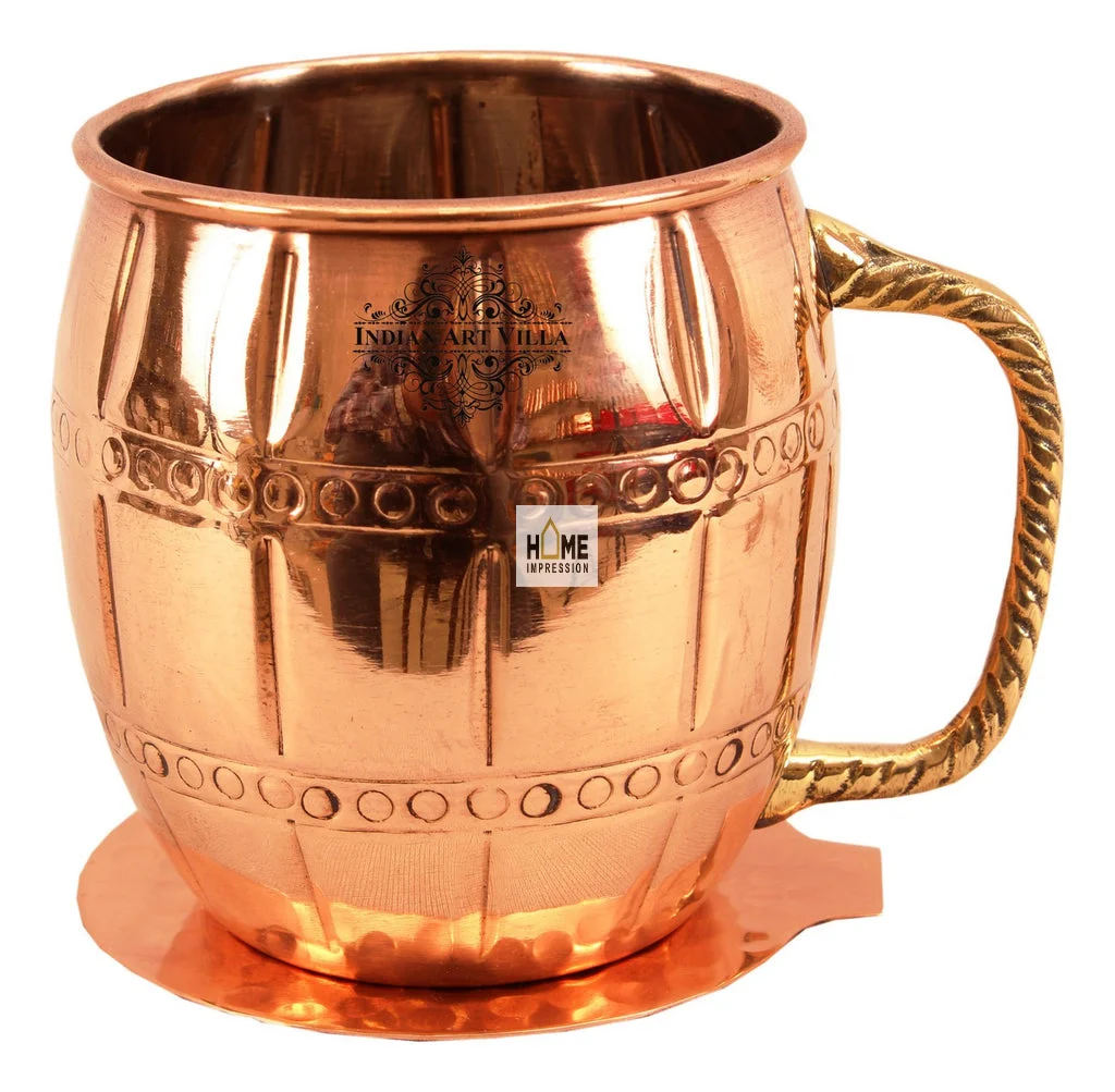 Classic Copper Antique Finished Hammered Texture Mug With Gold Plated Handle For Best Grip Tea And Coffee Serving Fancy Mugs