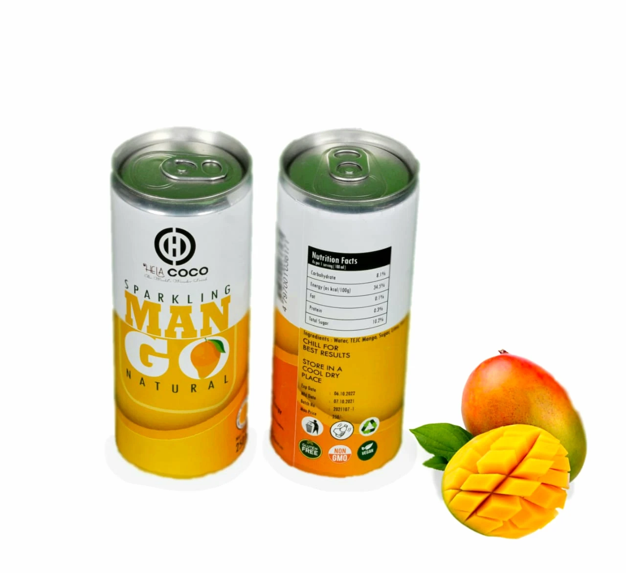 Natural Sparkling Mango Juice 250ml Can Fruit Juice Beverage Soft Drinks fresh mangos - Hela Coco Mango Juice