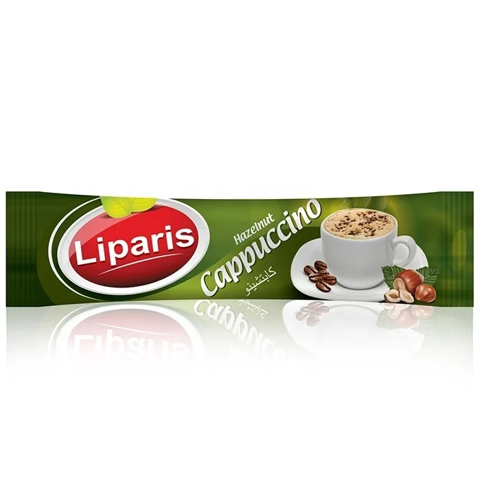 Cappuccino with Hazelnut instant coffee powder drink mix sachet packing