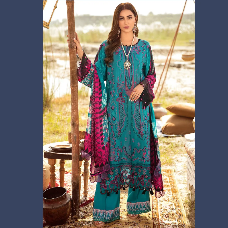 wholesale High Quality girls Printed Pakistani linen dress shalwar kameez with shawl for winter season