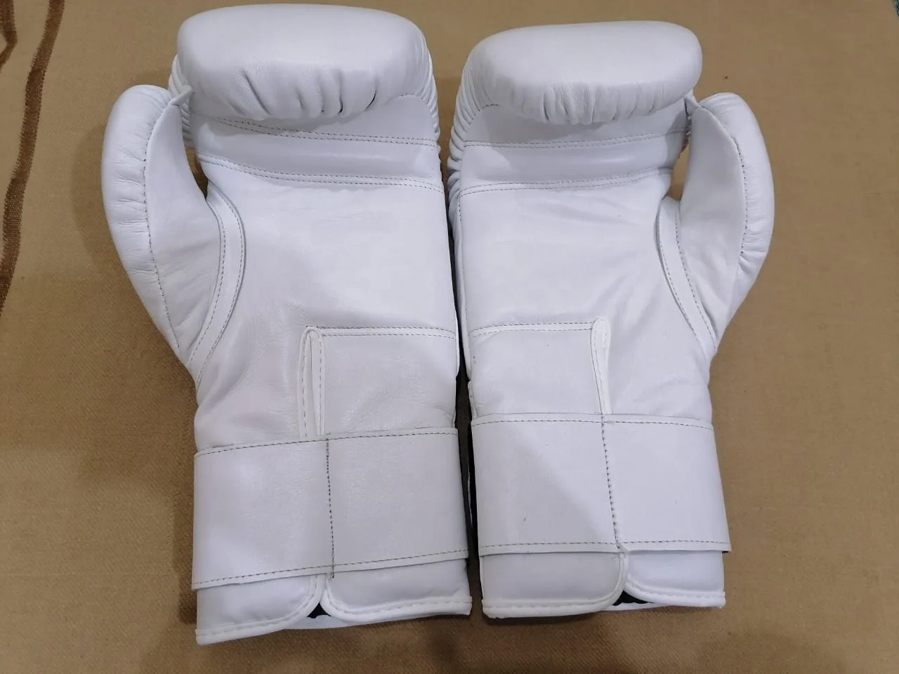 New Design White Training Boxing Gloves Real leather or PU leather Boxing gloves