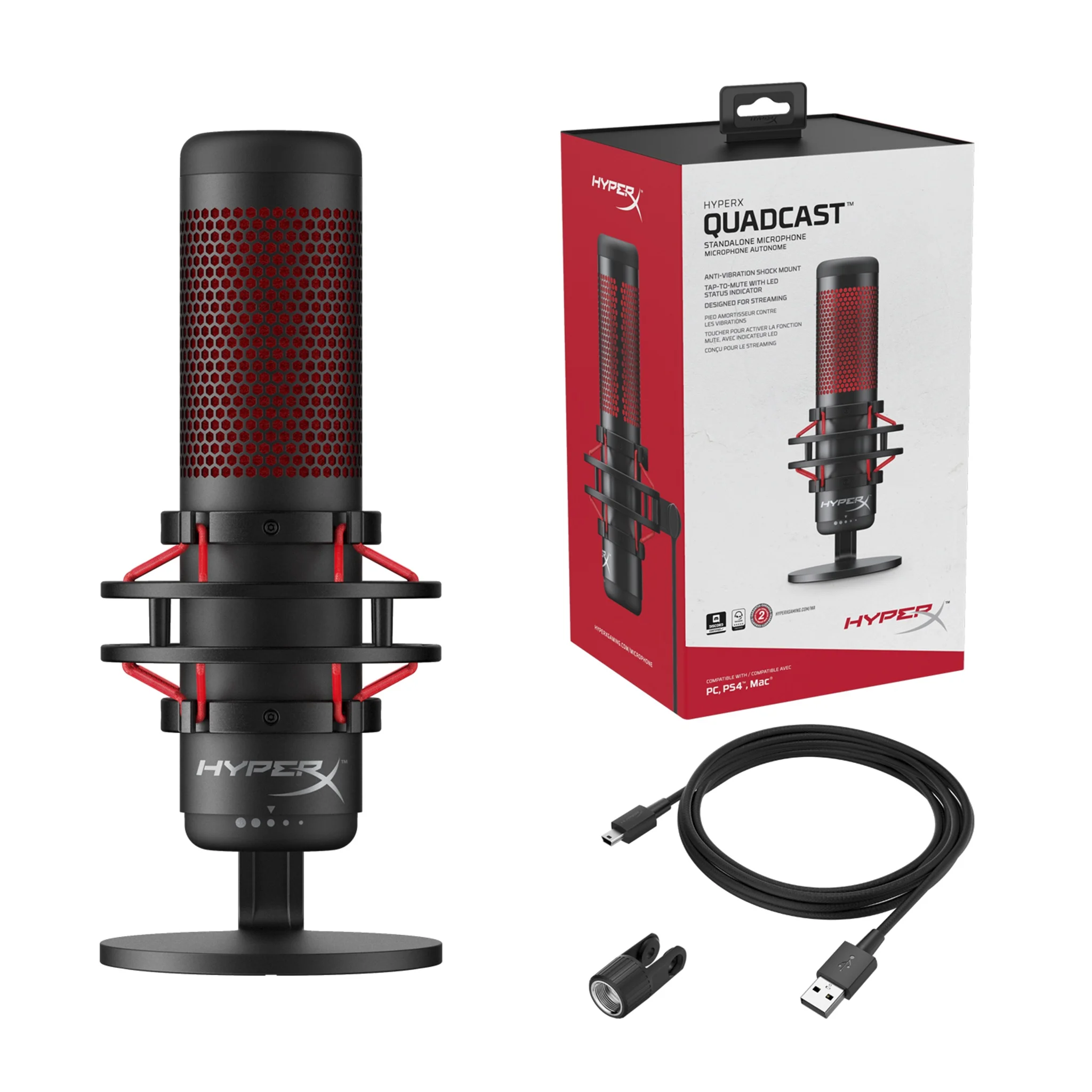 High Quality Original Hyper X QuadCast USB Gaming Microphone Mic RGB Lighting Mic Microphone For Conference