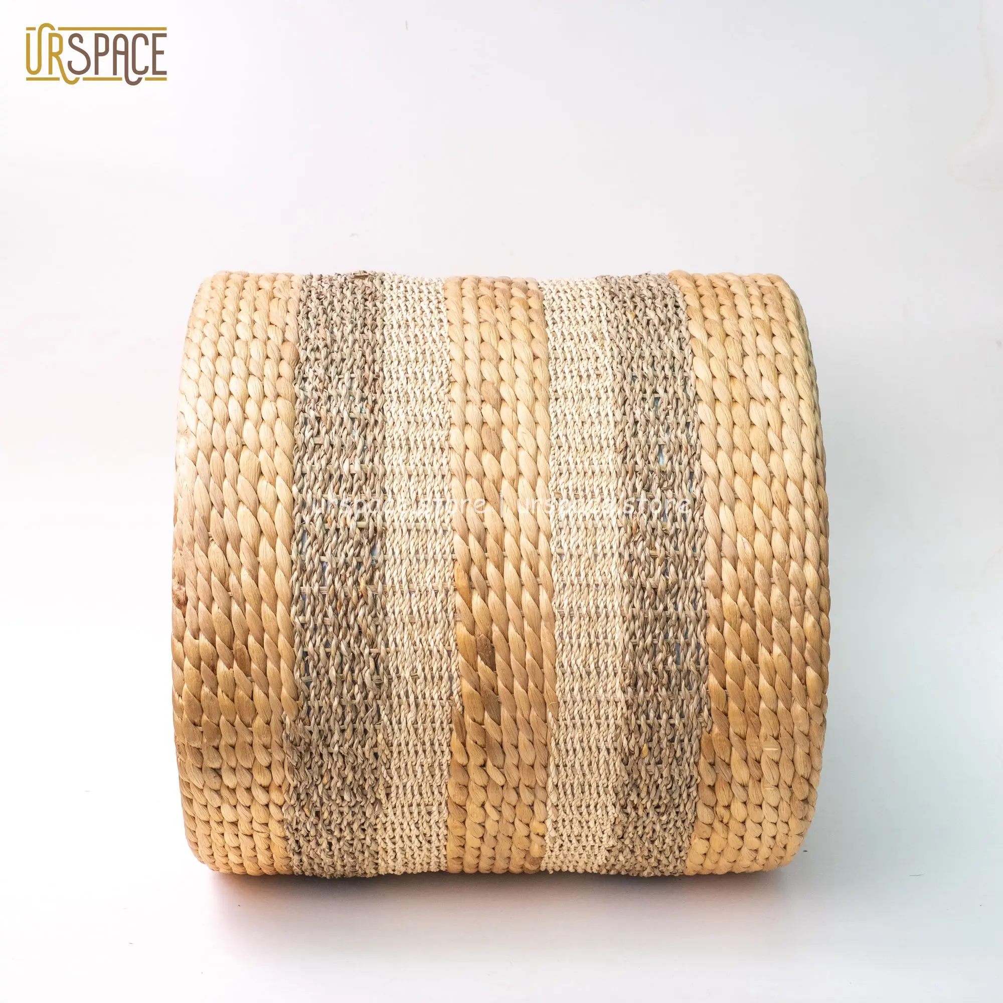 ODM/OEM support manufacture eco-friendly type stools ottomans Hand-woven Water Hyacinth Mix Seagrass Seating Stool from Vietnam