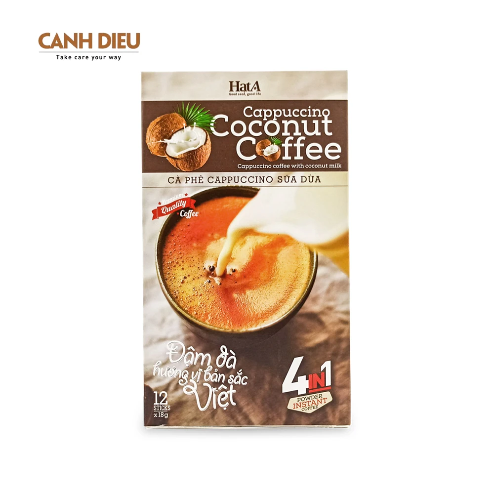 Instant Cappuccino Coconut Coffee (hata Cafe) Net Weight: 216g Neutral Normal Fruit BOX GMP ISO