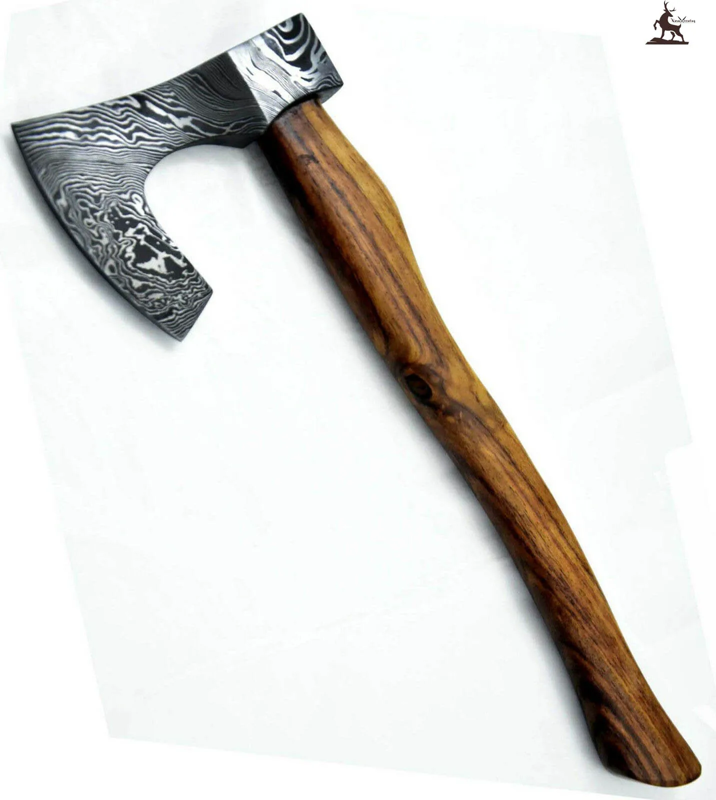 KK Custom Hand Made Damascus Tomahawk Axe Hunting Axe Hacthet Axe, Walnut Handle
