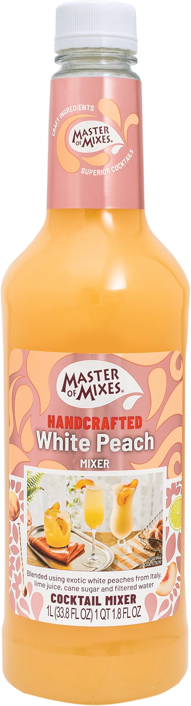 Master of Mixes White Peach Daiquiri/Margarita - 1 Liter Ready-To-Use Non-Alcoholic Cocktail Mix