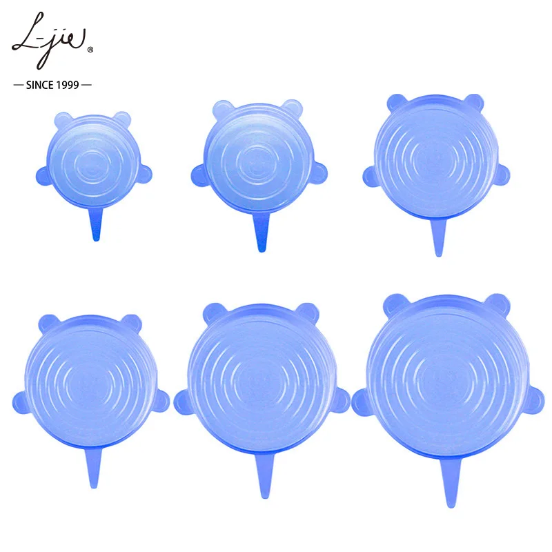 6PCS Set Platinum Silicone Lids Reusable Silicone Stretch Lids