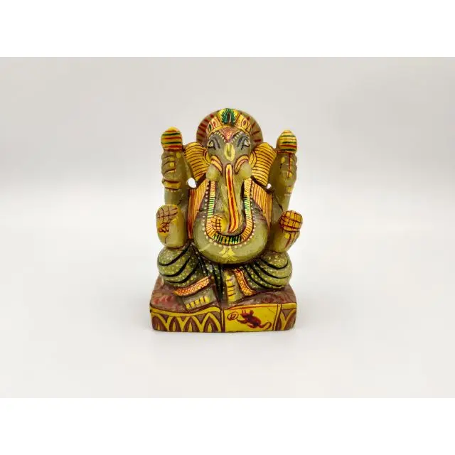 Religion Art 2022 Dark Green Aventurine Painting Ganesh Lord Ganesha Vinayaka Ganapati Statue  Painting