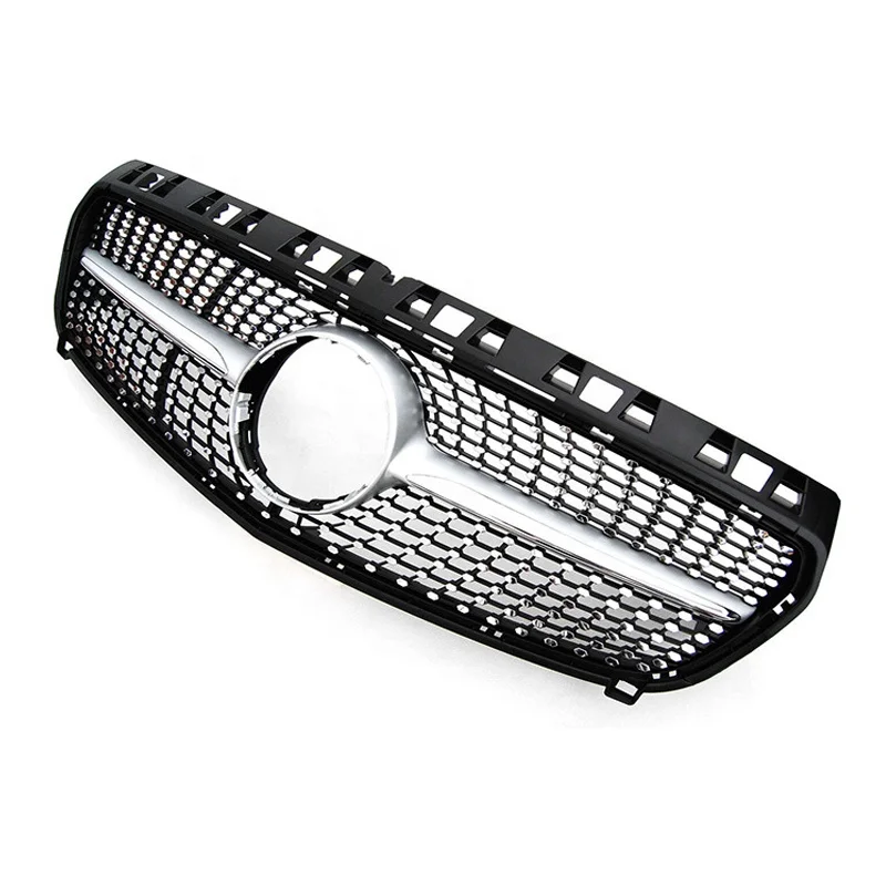Silver front grille for Mercedes Benz W176 A CLASS 2013 2014 2015 diamond grill