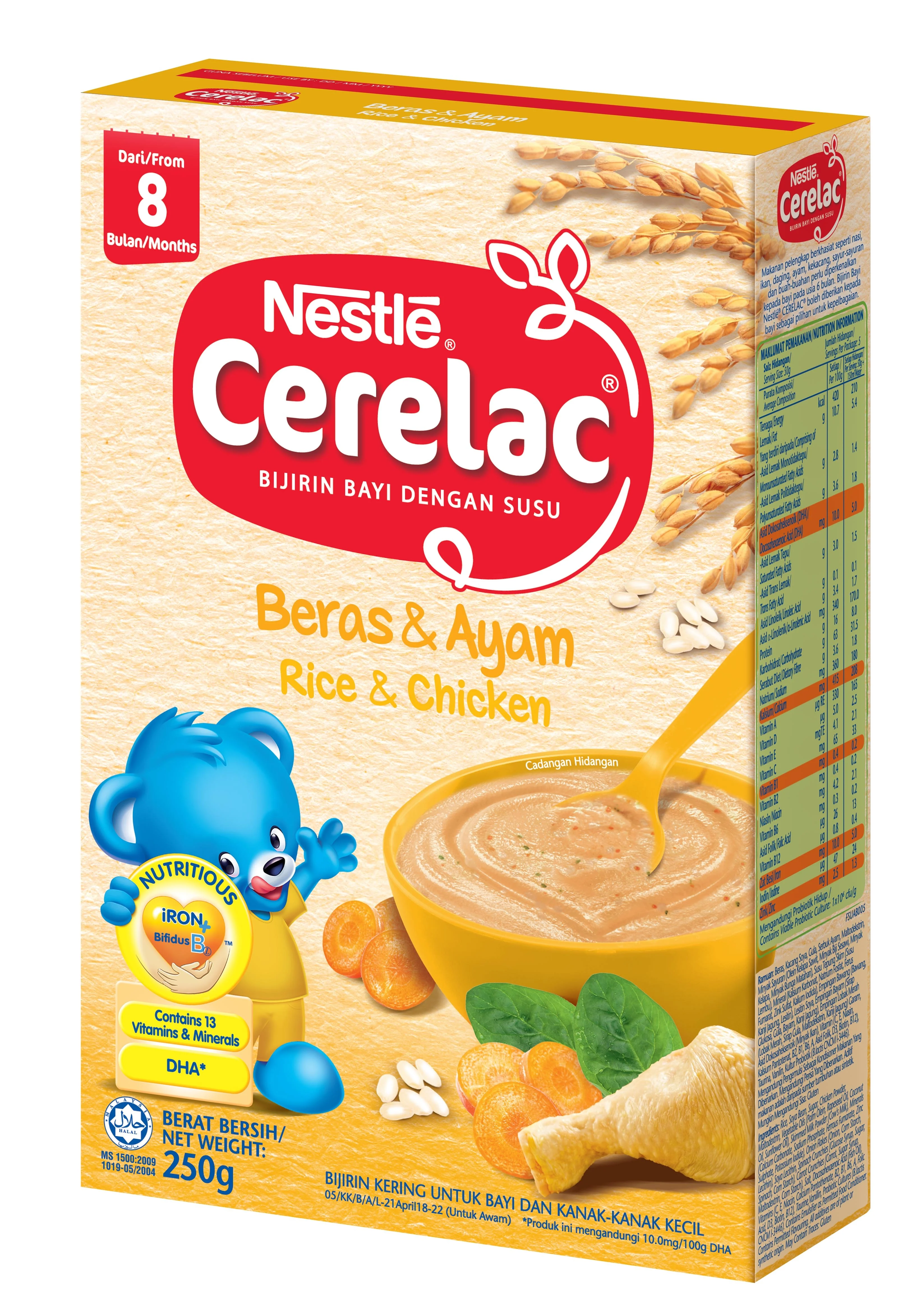 
Cerelac Cereals with Milk Rice & Chicken 250 Gram Halal Baby Cereal 
