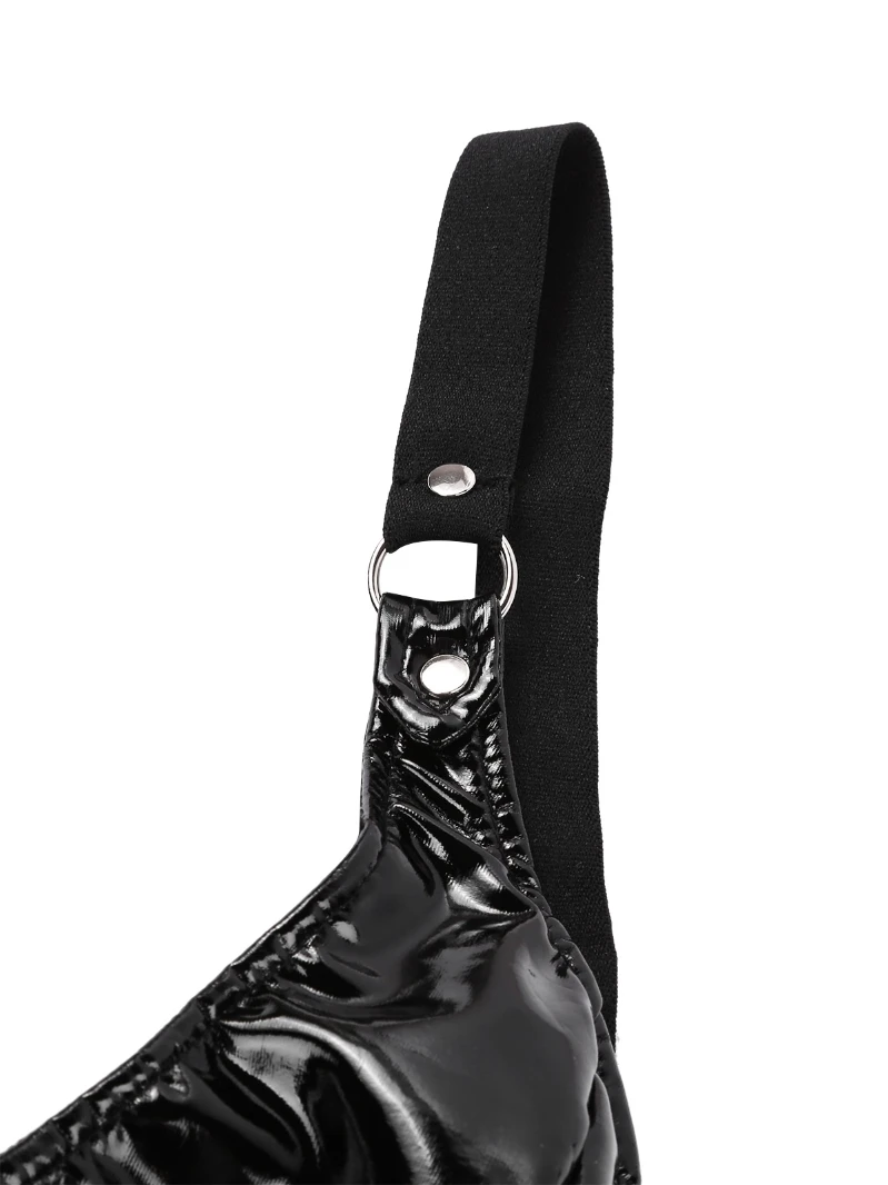 Premium Leather Cheap Ladies Underwear Sexy Bra And Panty New Design Women Patent Leather Elastic Lingerie Set