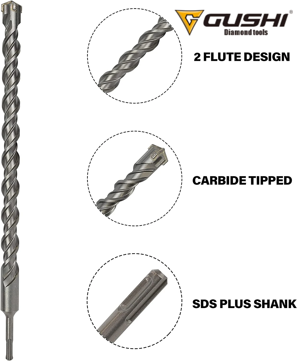 Оптовая продажа пользовательские размеры SDS Max/Plus молотковые сверла для сверления гранита мрамора