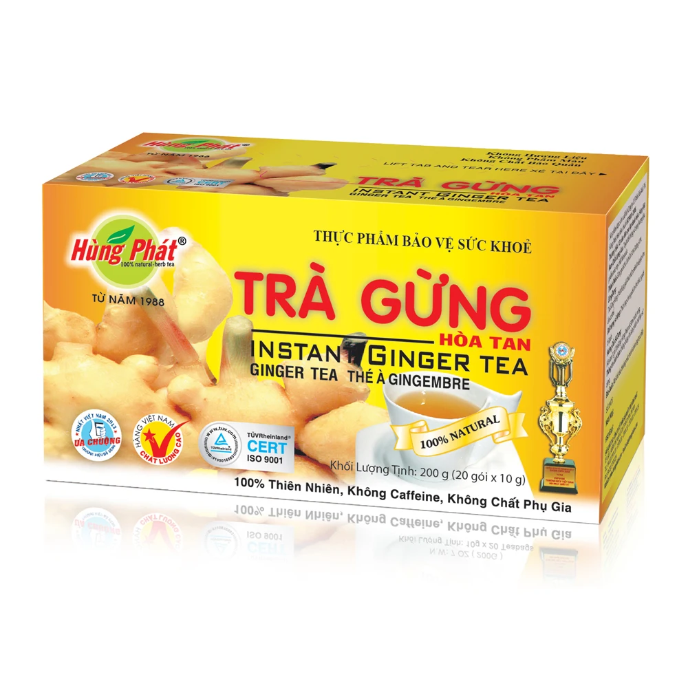 INSTANT GINGER TEA FLAVORED Organic Tea Blended Fresh Bag Gift Packing ISO Stir-fried Sachet