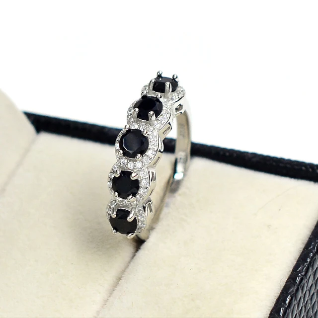 Top Demanding 4 MM Round Natural Black Spinel Gemstone 925 Sterling Silver Designer Ring Wedding Jewelry Wholesaler From India