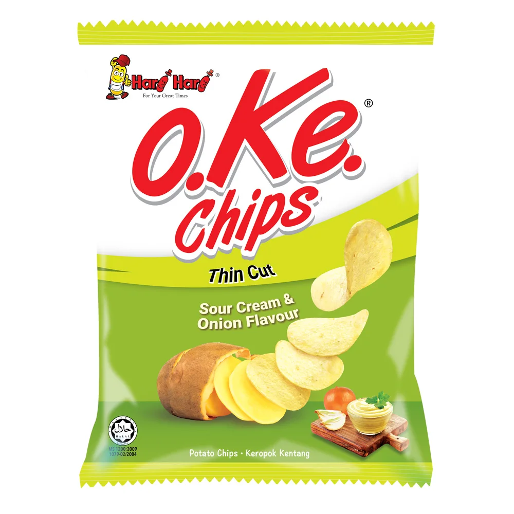 Potato Chips OKE Chips Sour Cream Halal Snack from Malaysia 60gm