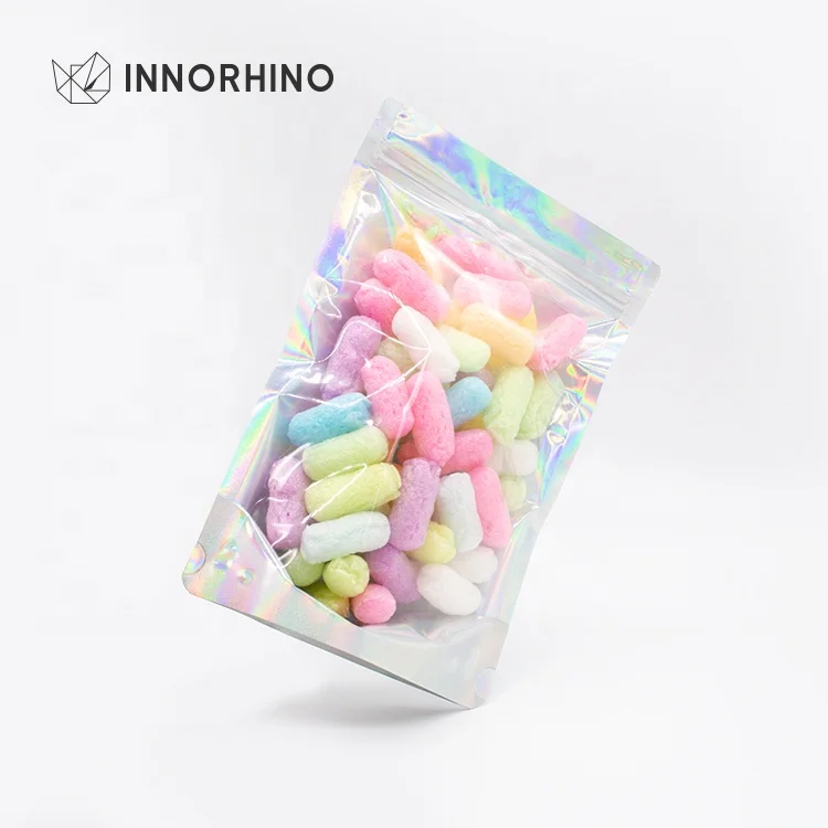 Holographic Aluminum Foil Mylar Bag Stand up Pouch with ziplock INNORHINO