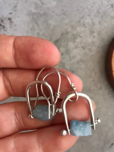  Серьги-подвески с синими аквамариновыми бусинами серебро 925 пробы