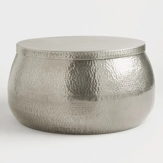 Copper Finished Coffee Table Round Hammered Aluminium Metal Furniture Center Table Available In Wholesale Price For Bulk Orders