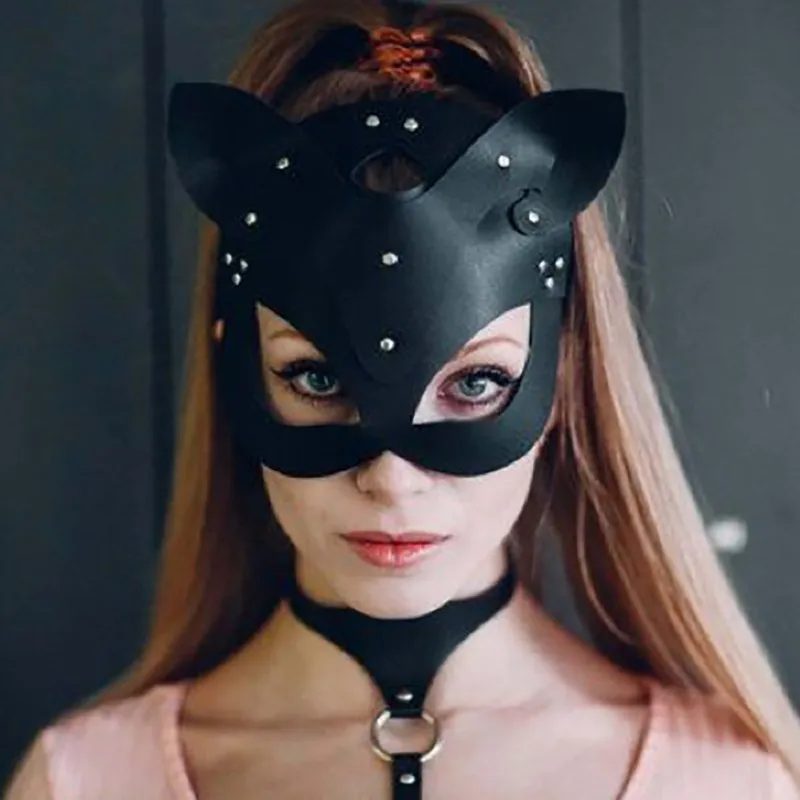 Пикантная маска кошки на половину лица для косплея сверхмягкая искусственная кожа Хэллоуина маскарада карнавала вечеринки ночного клуба развлекательные маски