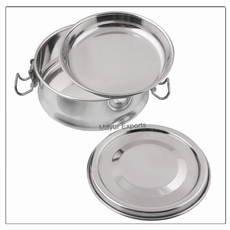 Stainless Steel Round Lunch box with snacks plate Small Round School Lunch Box