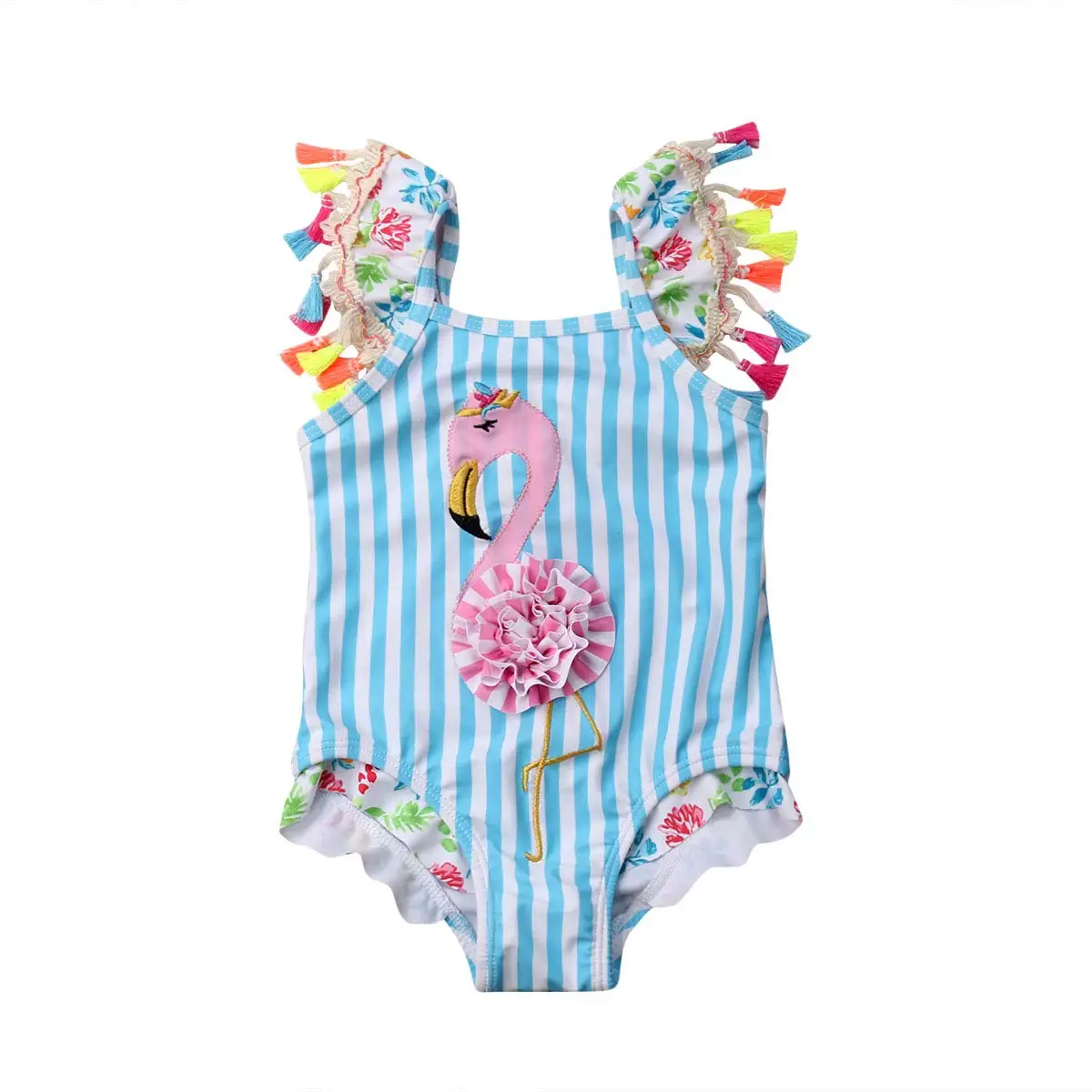 
Kids toddler baby girl one-piece swimwear bathing suits beach wear with flamingo print 