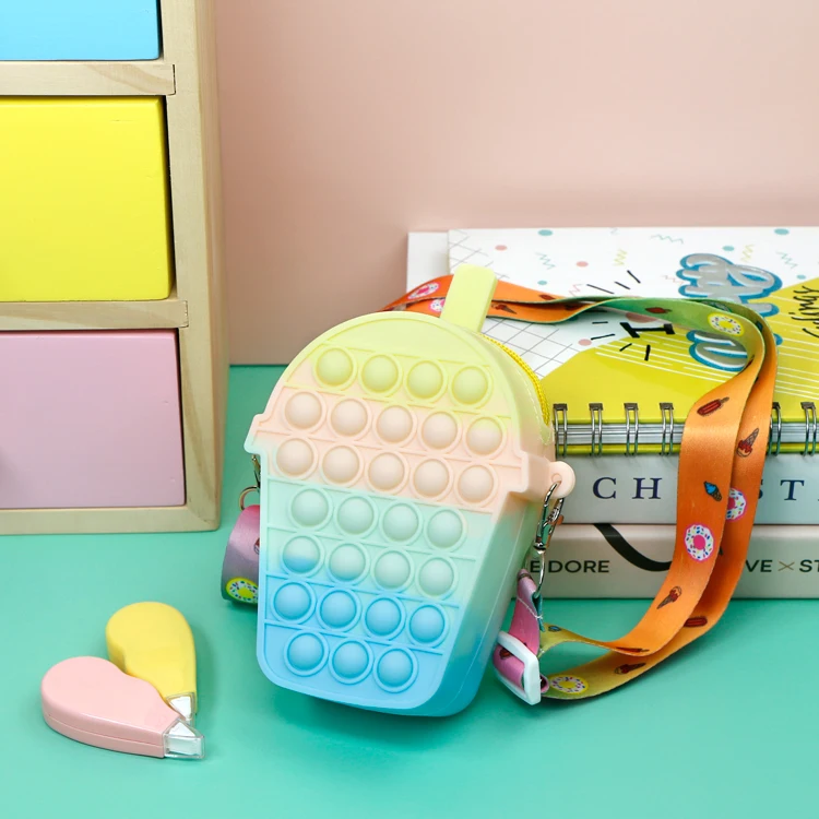 amazon hot sale pop push crossbody bag, fidget toy stress relief purse wallet bag, pop it stationery bag organizer for school