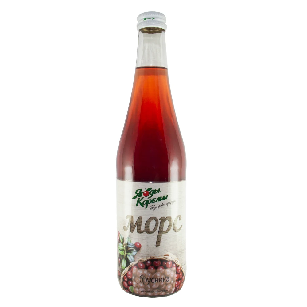 Quality natural lingonberry juice soft drink in glass bottles, fruit drinks