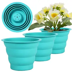 New eco-friendly reusable soft materials watertight durable foldable plastic silicone flower plant pots