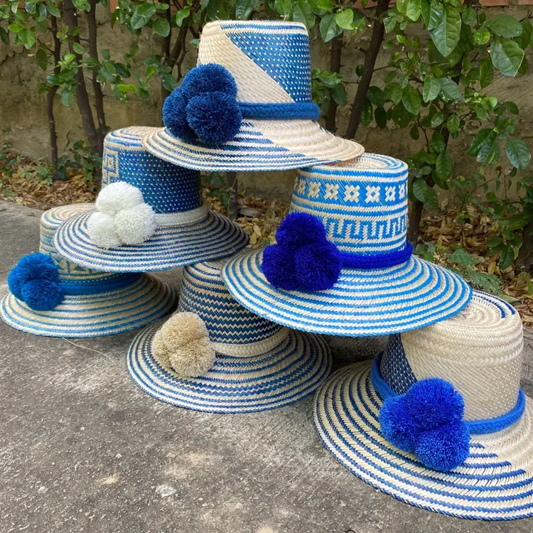 Модная красочная женская летняя натуральная соломенная шляпа из Вьетнама оптом