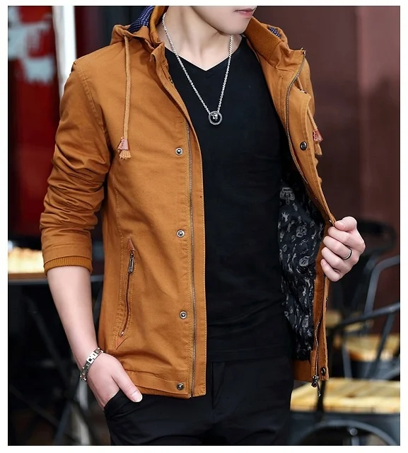 2021 Hot Sale Slim Fit Cotton Bomber Jacket Men Custom High Quality Army blue blACK Green Windproof Hooded Jacket