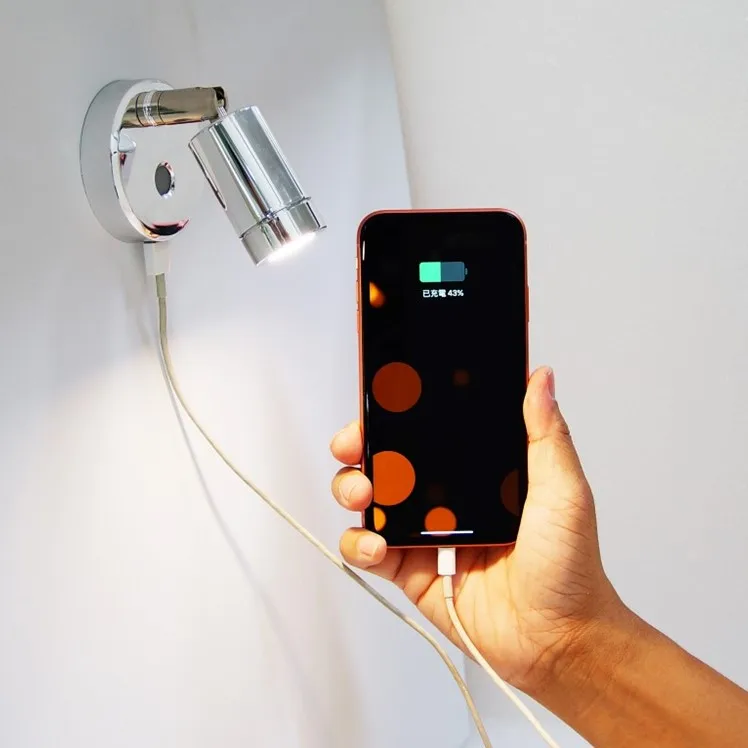 Flexible Arm motorhome reading light USB Socket