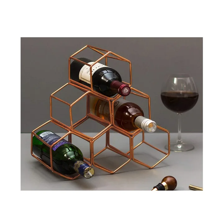 Manufacturer Bottle Design Wine Rack Holder 6 Bottle Hold Metal Aluminium Wall Decorative Bottle Design Wine Rack