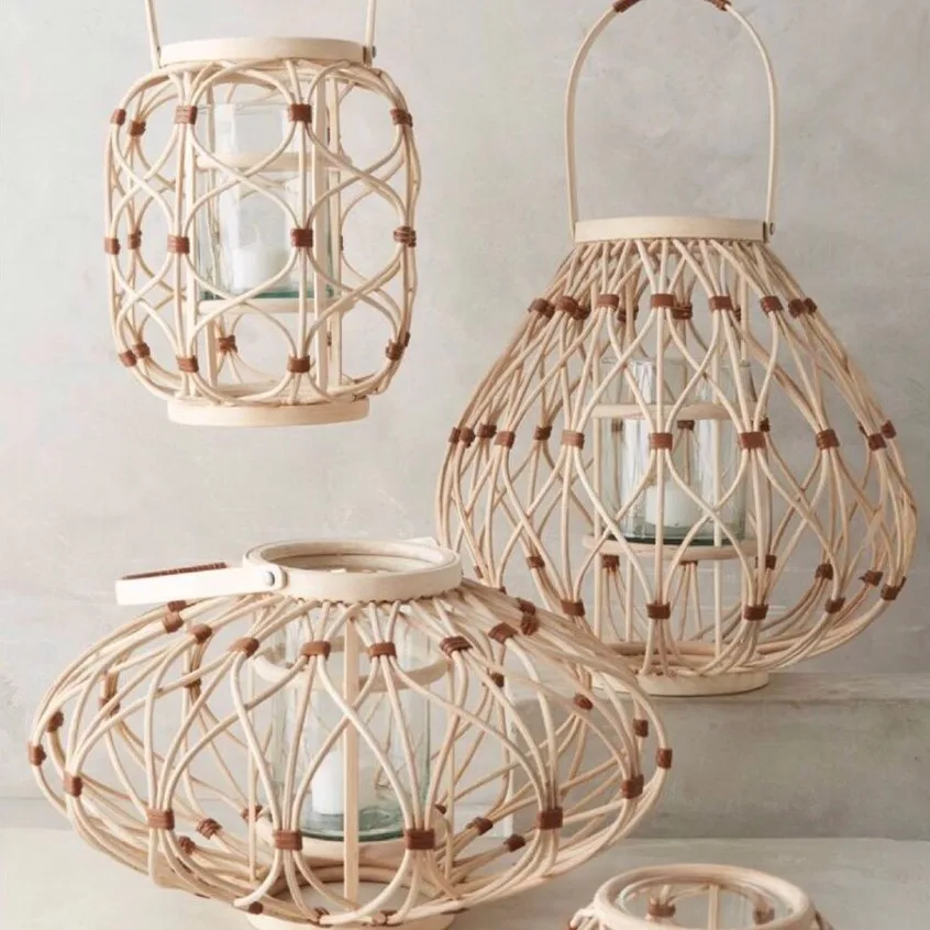 Традиционный декор для сада бара кафе фестиваля гостиницы фонарь ротанговый бамбуковый тканый походный напольный светильник настольные настенные лампы кемпинга
